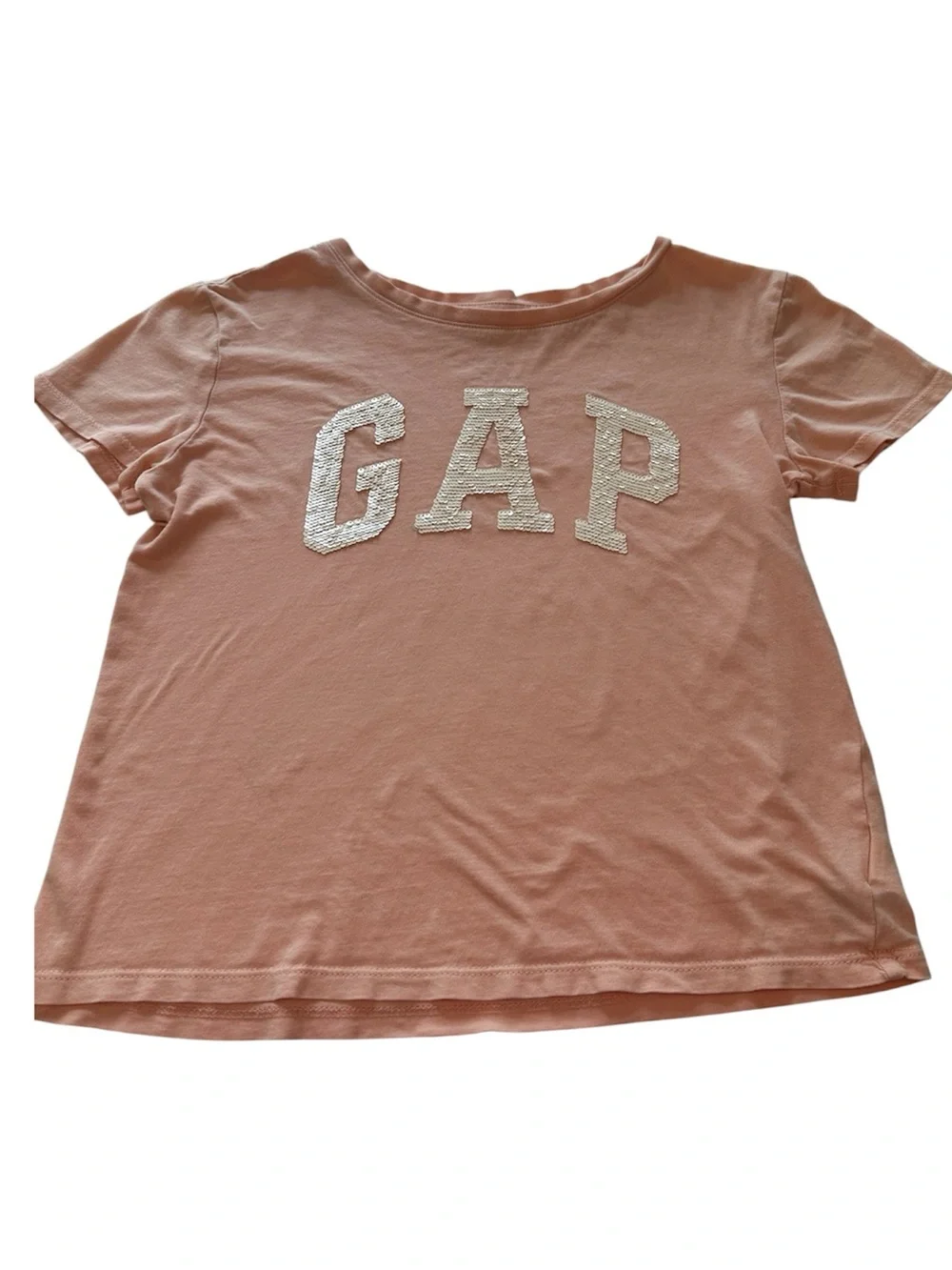 GAPKids Peach Sequins T-Shirt Yellow Jean Shorts Green Chino Girls Size 12
